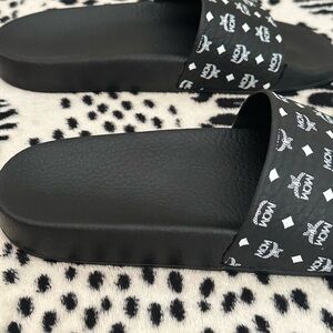 MCM Monogram Print Rubber Slides